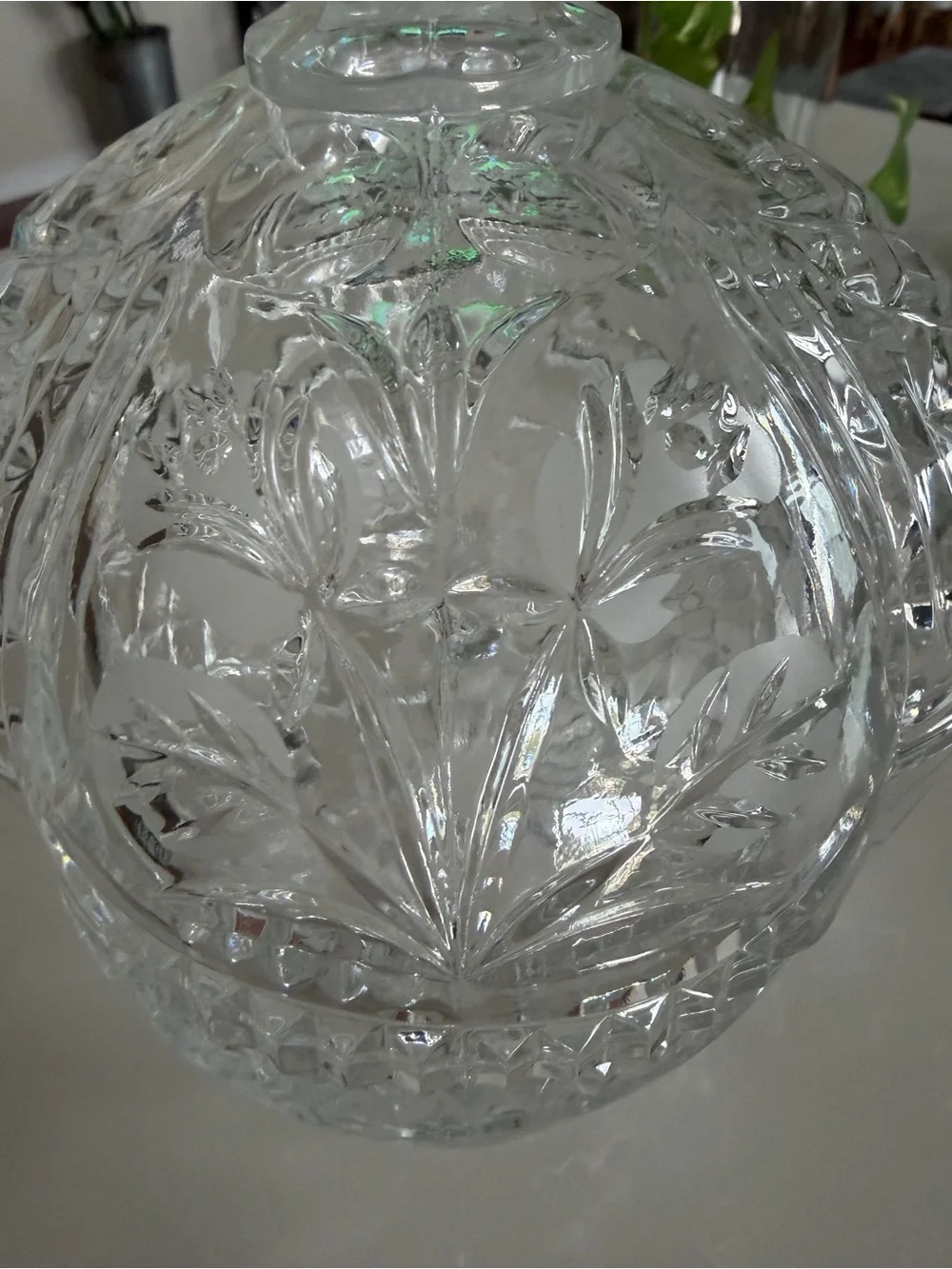 Vintage Cut Crystal Covered Candy Dish 10” Footed Lidded Trinket Bowl NWOT